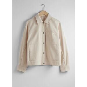 NWT & Other Stories Jacket Small Workwear Overshirt Ivory Textured Button Cream
